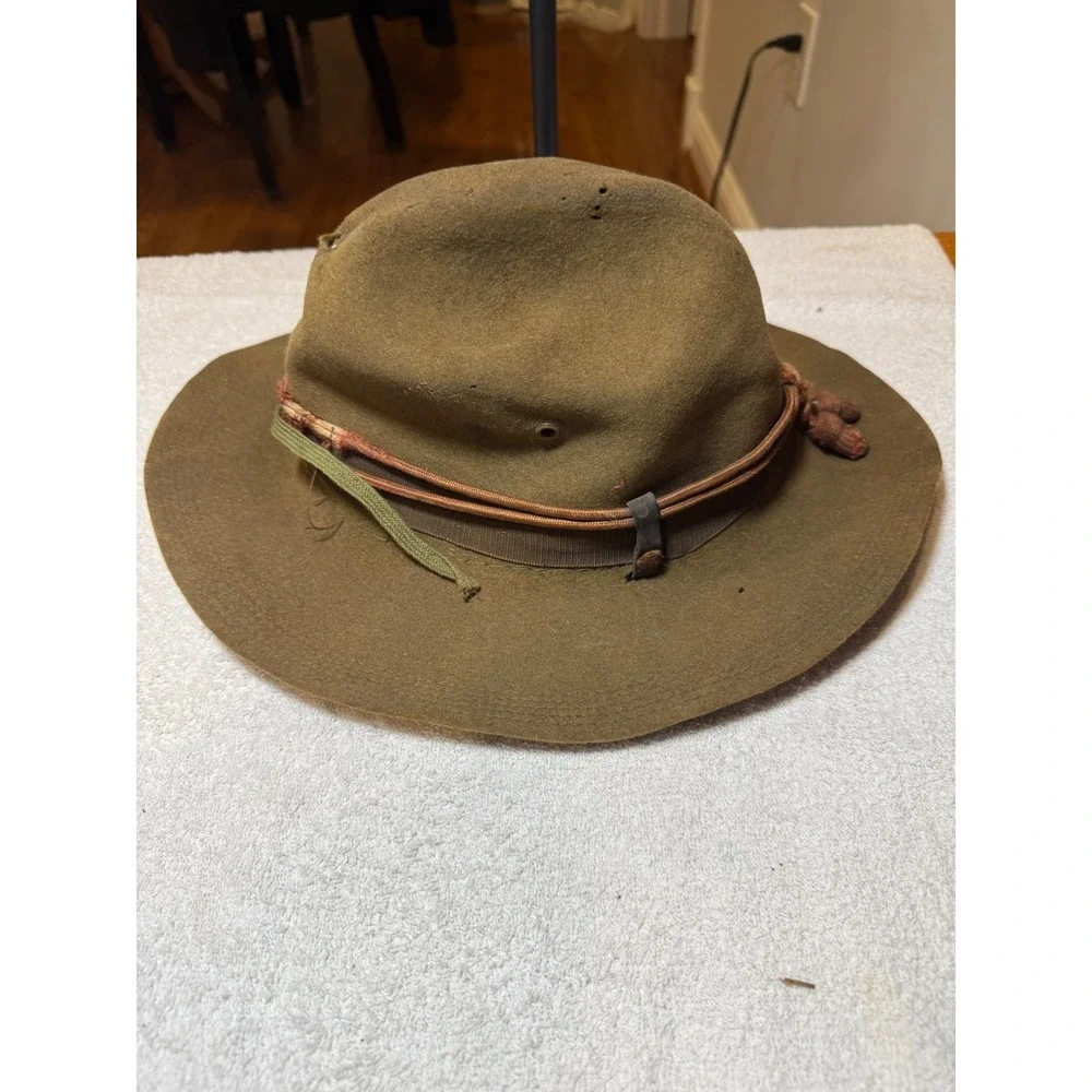 WW1 US Army M1911 Service Campaign Felt Hat Acorn Chinstrap Sweatband Size 6 7/8